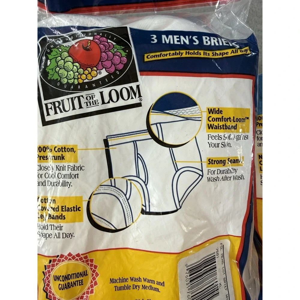 New VTG 1996 Fruit of the Loom FTL White Briefs XL (42-44) 2-3 Packs NOS